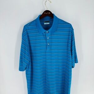 PGA Golf Tour Airflux Striped Classic Pullover Polo‎ Shirt Blue Size 2XLT